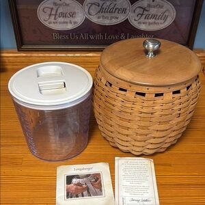 Longaberger Woven Basket with Lid and airtight canister 2005